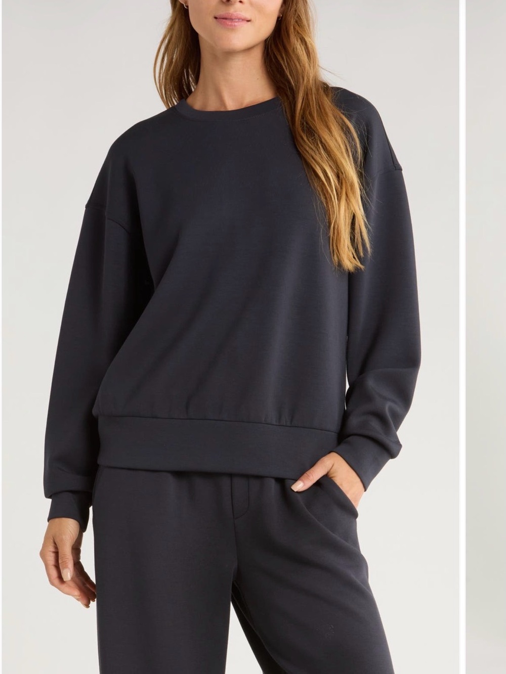 Zella Soft Luxe Crewneck Sweatshirt - Grey size Small